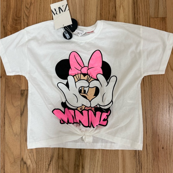 Zara Kids Minnie Mouse Disney tie neon tee - Picture 4 of 4